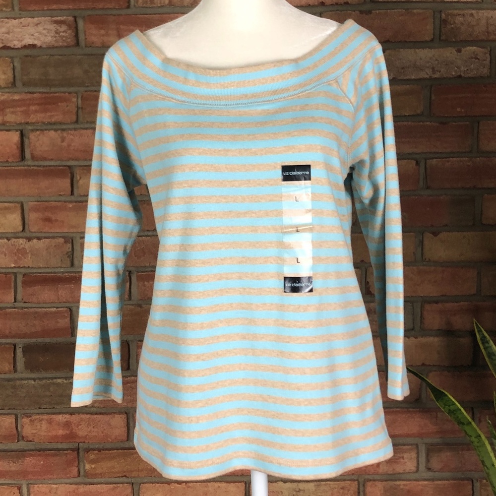 NWT Liz Claiborne 3/4 Sleeve Boatneck Top